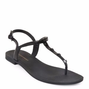 Rebecca Minkoff Black Grace Studded T-Strap Thong Sandals Size 8.5